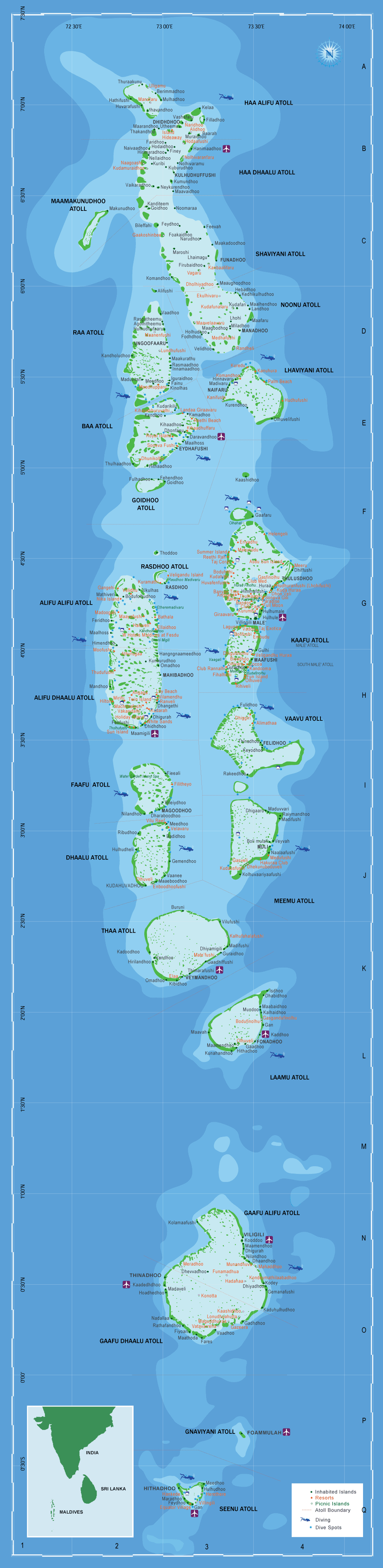 Where is the Maldives islands located on the world map